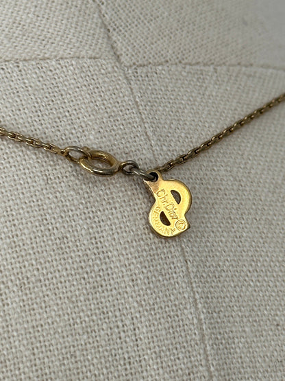 Christian Dior 1990s 16” Gold Plated CD Logo Pendant Necklace