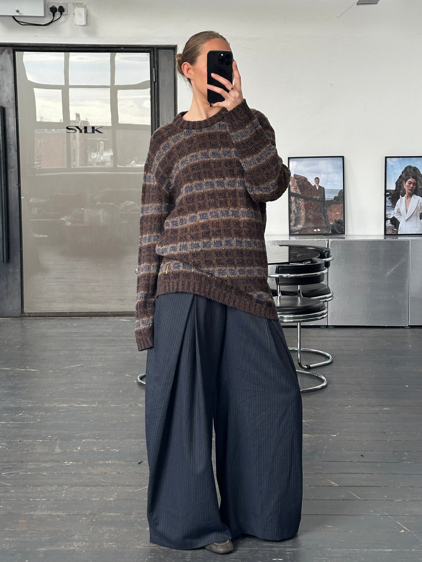 Armani Jeans 1990s Wool Check Knitted Jumper - XL