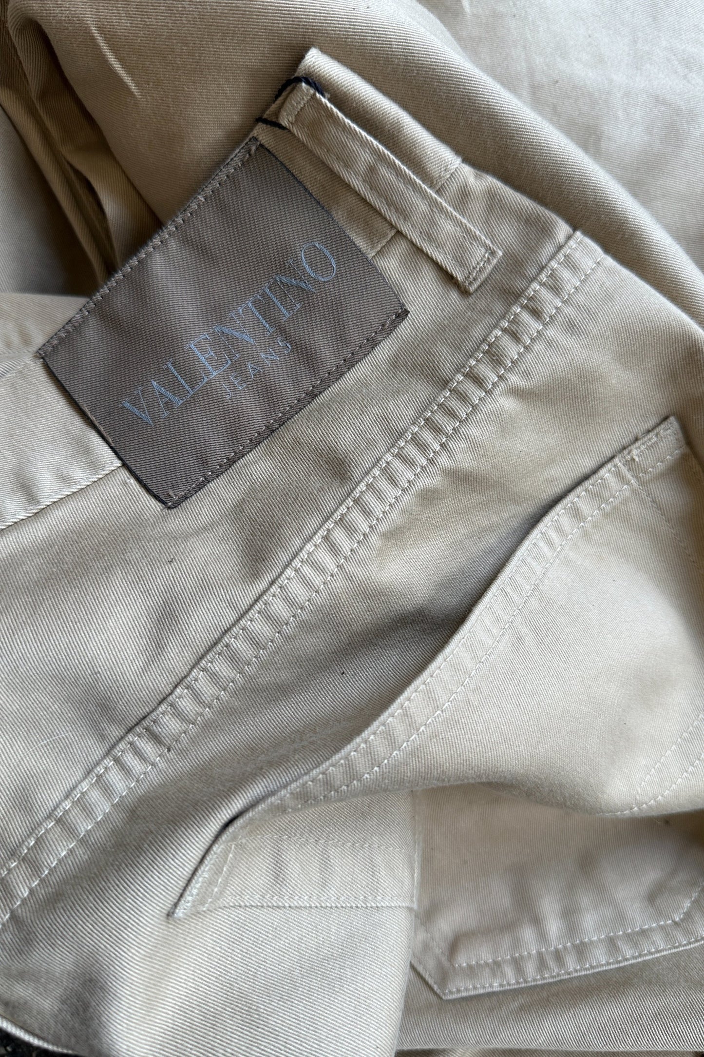 Valentino Vintage Straight Leg Stone Beige Trousers 34