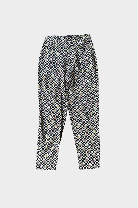 Versace Jeans 1990'S Checkered Monochrome Printed Trousers (faded)