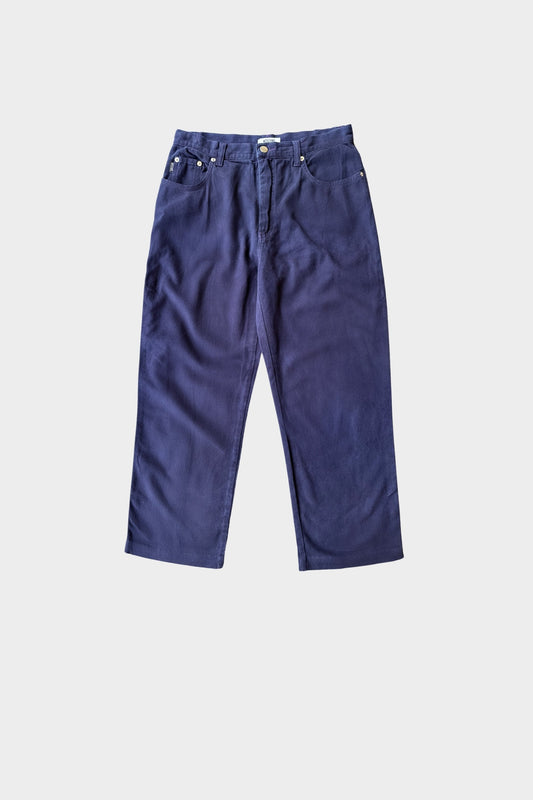 Moschino Vintage Straight Leg Suede Blue Capri Pants 30