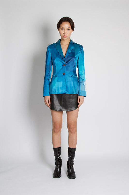 Moschino Vintage Square Print Blue Blazer