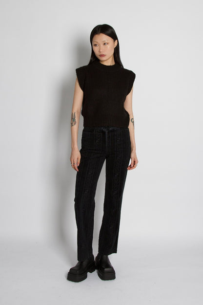 Fendi Zucca Print Deboss Velvet Black Trousers