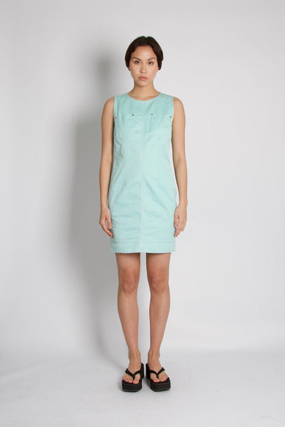 Gianni Versace Vintage Shift Aqua Blue Dress