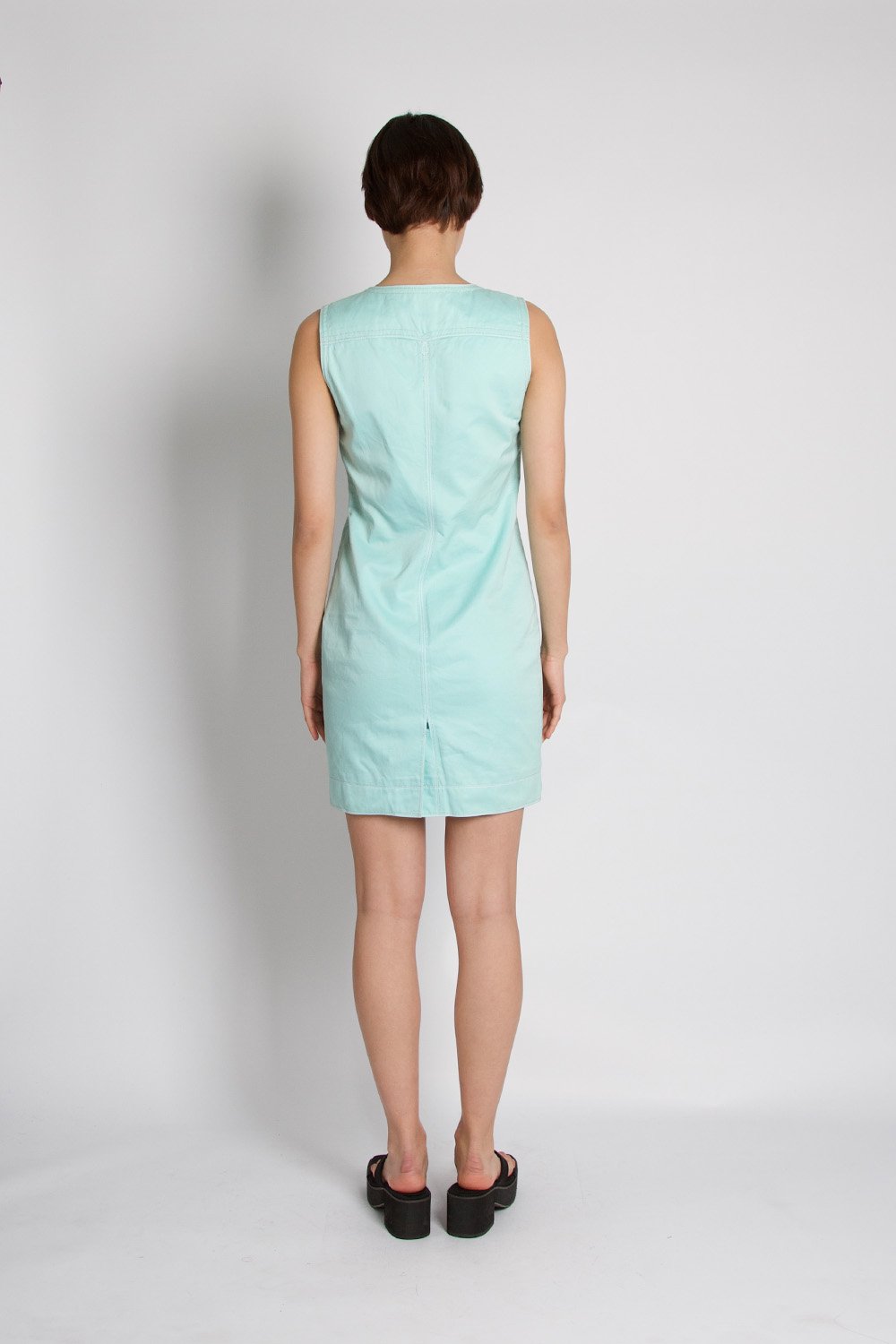Gianni Versace Vintage Shift Aqua Blue Dress