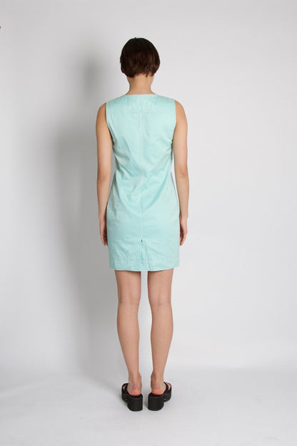 Gianni Versace Vintage Shift Aqua Blue Dress