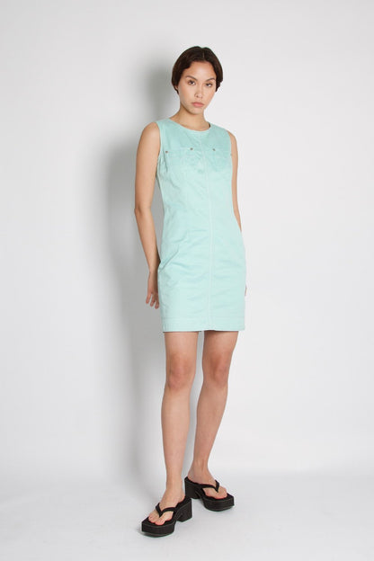 Gianni Versace Vintage Shift Aqua Blue Dress