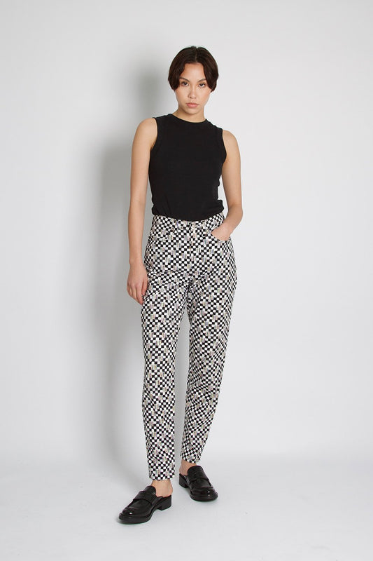 Versace Jeans 1990'S Checkered Monochrome Printed Trousers