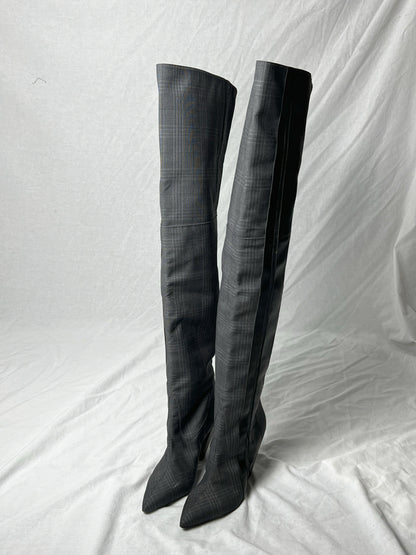 AF VANDEVORST CHECK KNEE HIGH BOOTS | DEFAULT TITLE, Plaid Grey