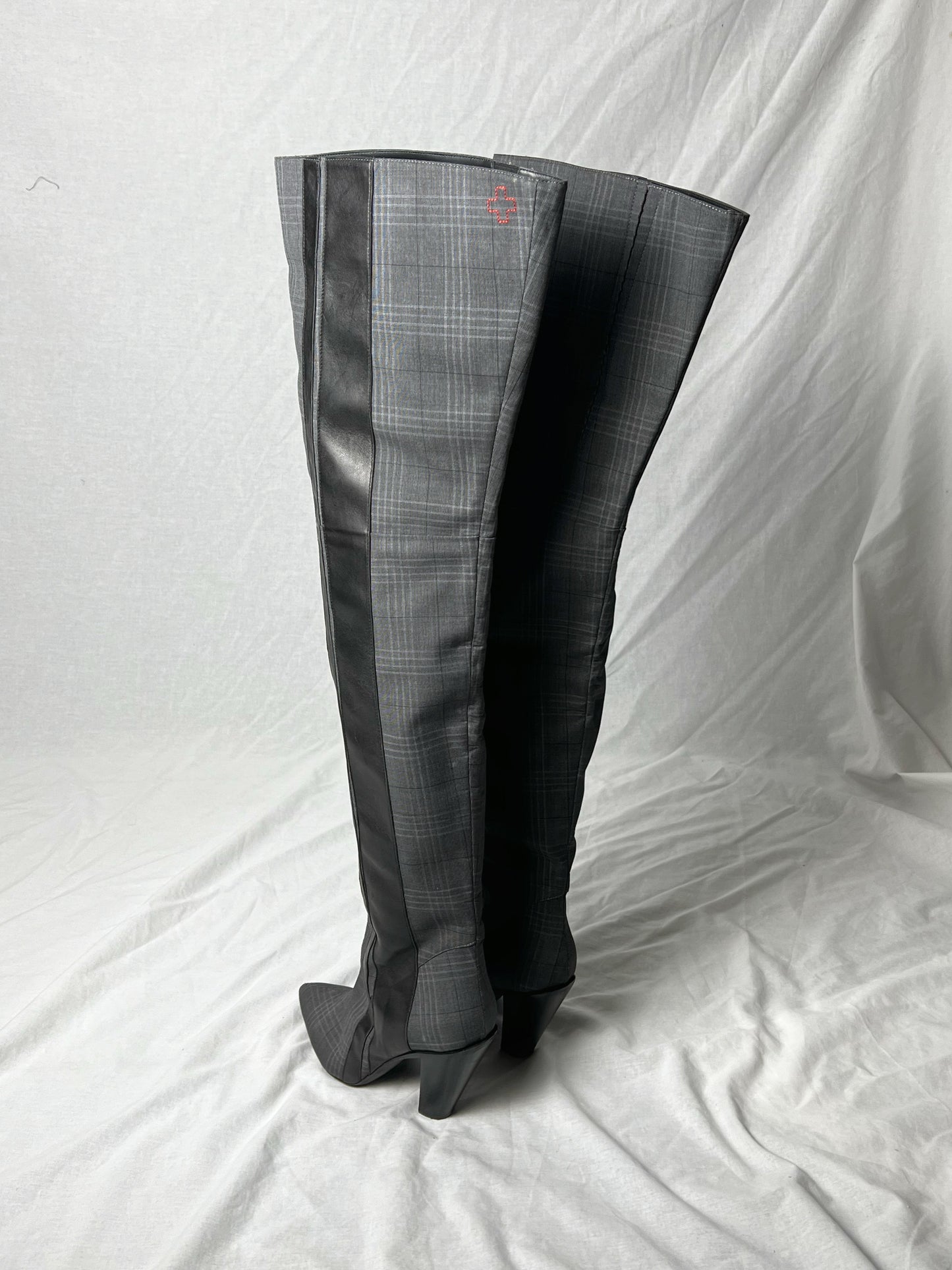 AF VANDEVORST CHECK KNEE HIGH BOOTS | DEFAULT TITLE, Plaid Grey