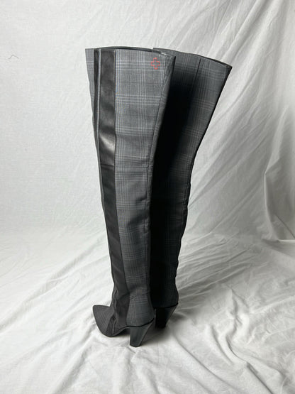 AF VANDEVORST CHECK KNEE HIGH BOOTS | DEFAULT TITLE, Plaid Grey