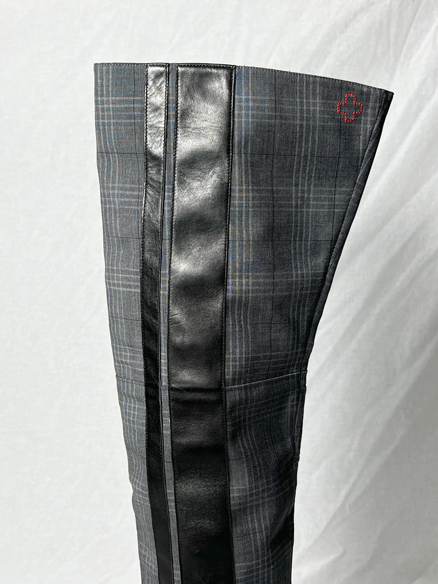 AF VANDEVORST CHECK KNEE HIGH BOOTS | DEFAULT TITLE, Plaid Grey