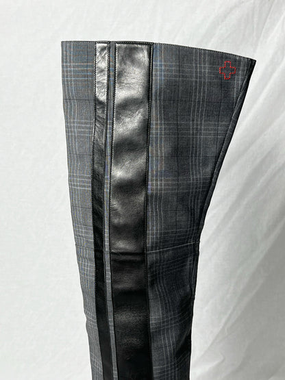 AF VANDEVORST CHECK KNEE HIGH BOOTS | DEFAULT TITLE, Plaid Grey