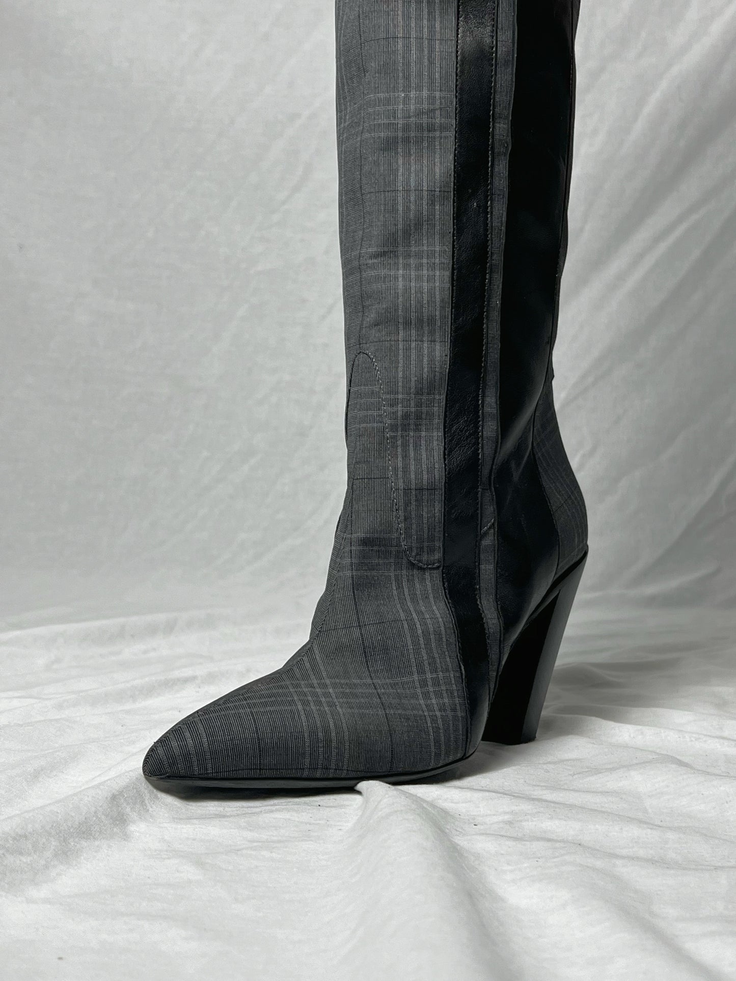 AF VANDEVORST CHECK KNEE HIGH BOOTS | DEFAULT TITLE, Plaid Grey