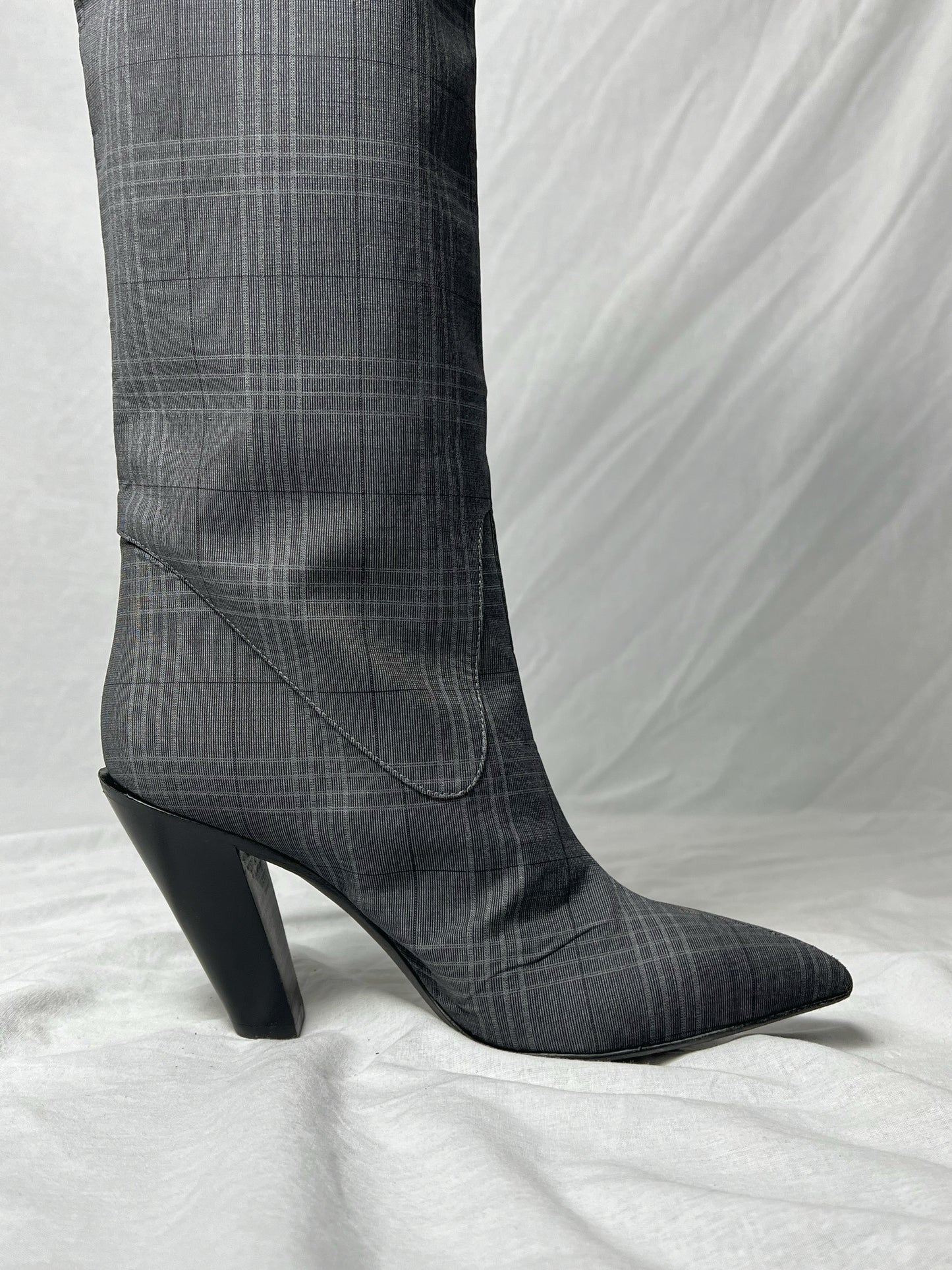 AF VANDEVORST CHECK KNEE HIGH BOOTS | DEFAULT TITLE, Plaid Grey