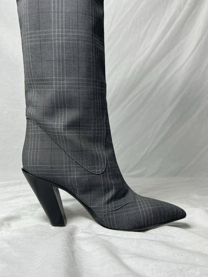 AF VANDEVORST CHECK KNEE HIGH BOOTS | DEFAULT TITLE, Plaid Grey