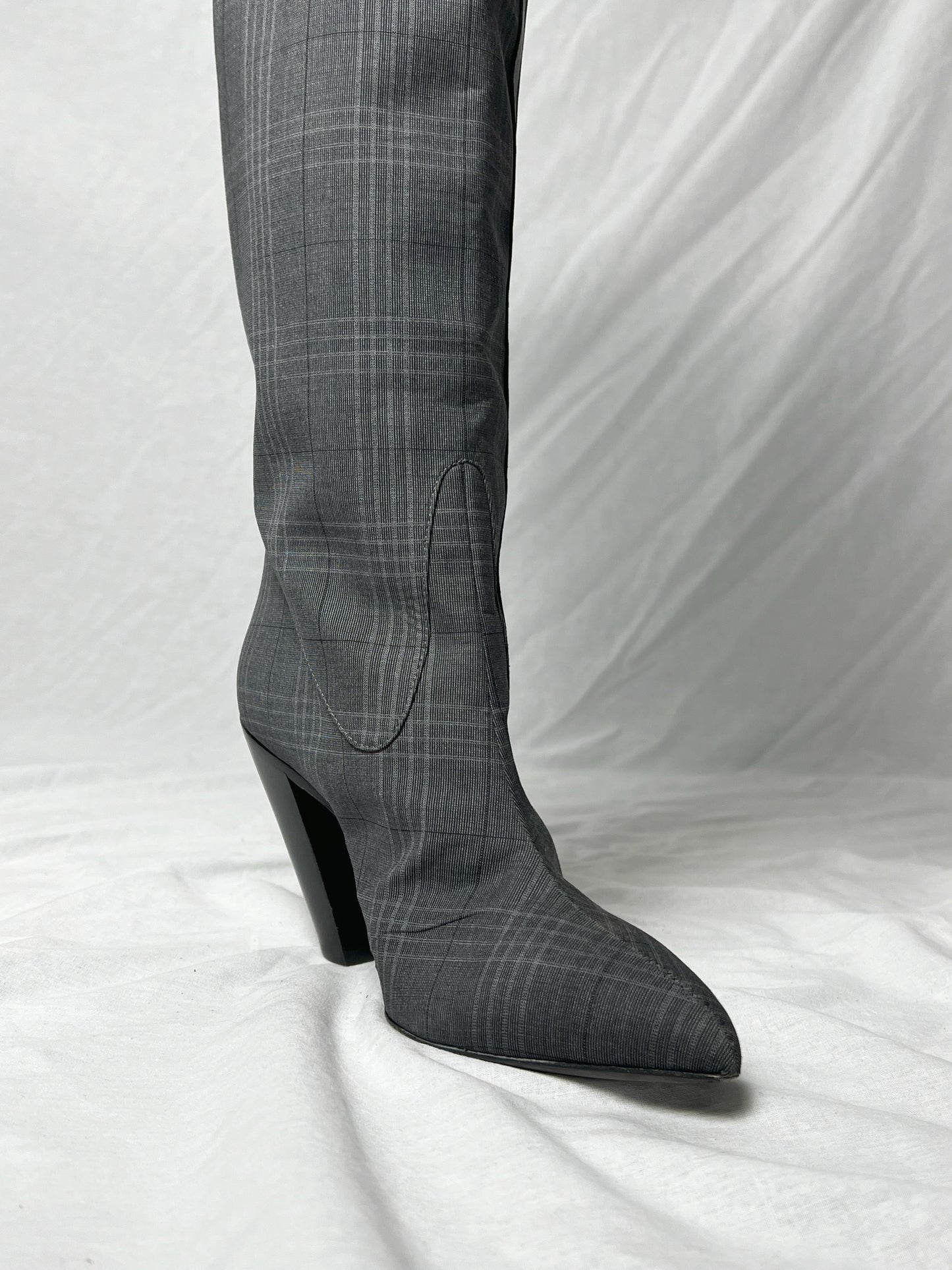 AF VANDEVORST CHECK KNEE HIGH BOOTS | DEFAULT TITLE, Plaid Grey
