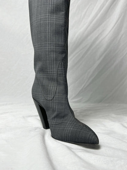 AF VANDEVORST CHECK KNEE HIGH BOOTS | DEFAULT TITLE, Plaid Grey