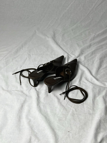 DIRK BIKKEMBERGS S/S 2003 EYELET KITTEN HEEL | Default Title, Brown
