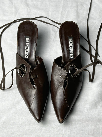 DIRK BIKKEMBERGS S/S 2003 EYELET KITTEN HEEL | Default Title, Brown