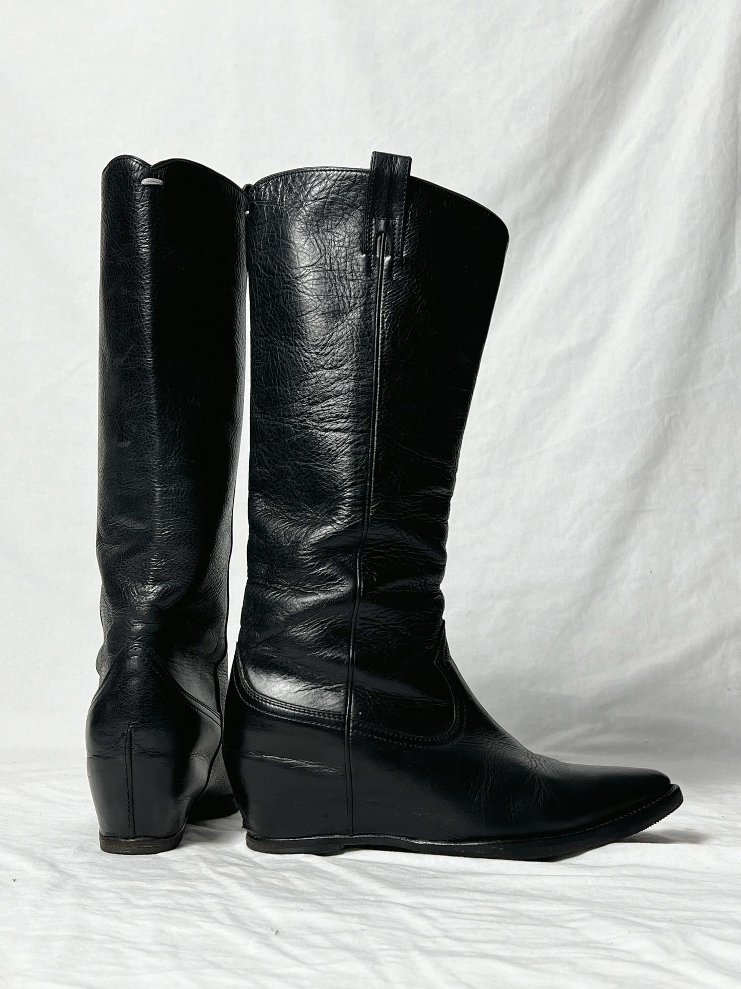 MARGIELA WESTERN S/S 2000 HIDDEN HEEL BOOTS | DEFAULT TITLE, Black