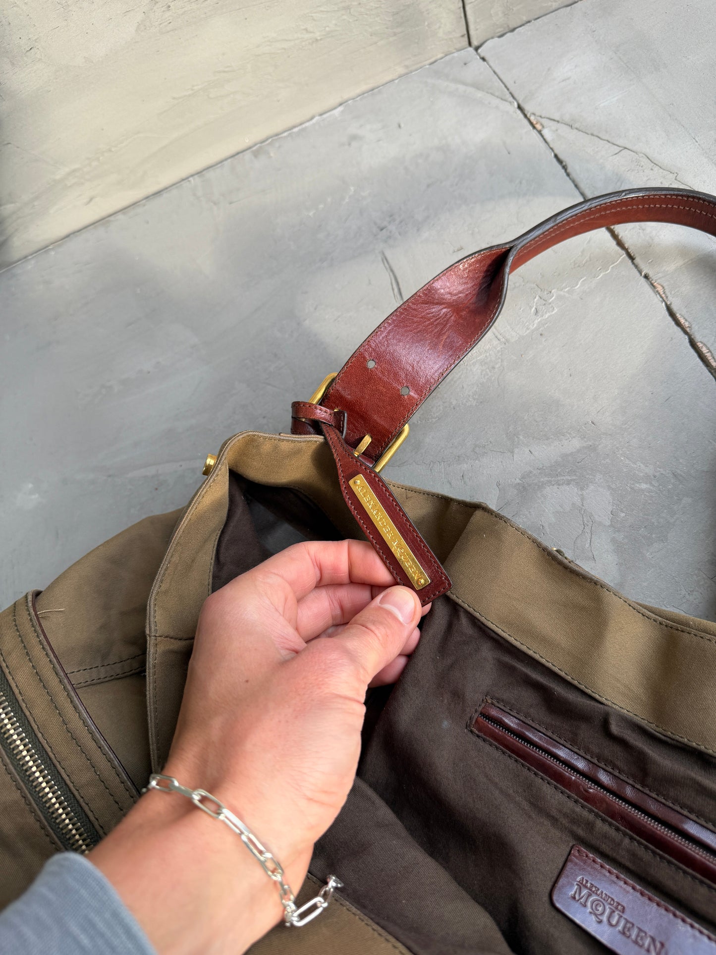 Alexander McQueen Faithful Multipocket Cotton and Leather Tote Bag