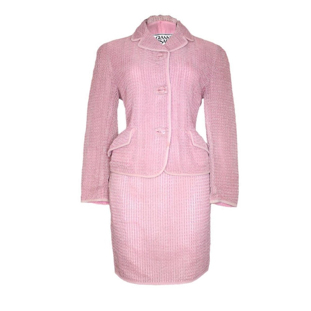 Gianni Versace 1990's Vintage Pink Waffle Suit