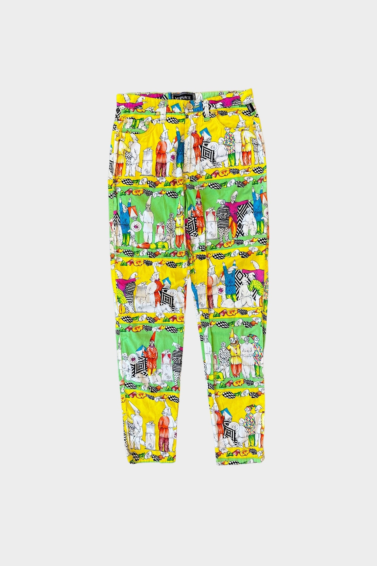Versace Jeans Vintage Gnome Print Green Yellow Trousers 