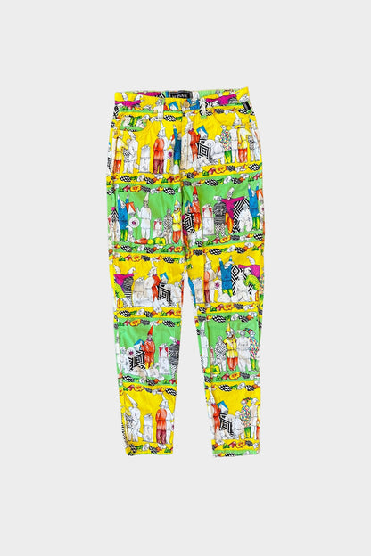 Versace Jeans Vintage Gnome Print Green Yellow Trousers 