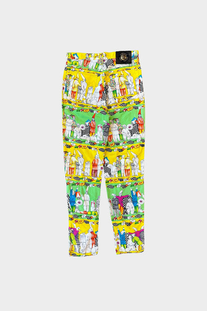 Versace Jeans Vintage Gnome Print Green Yellow Trousers 
