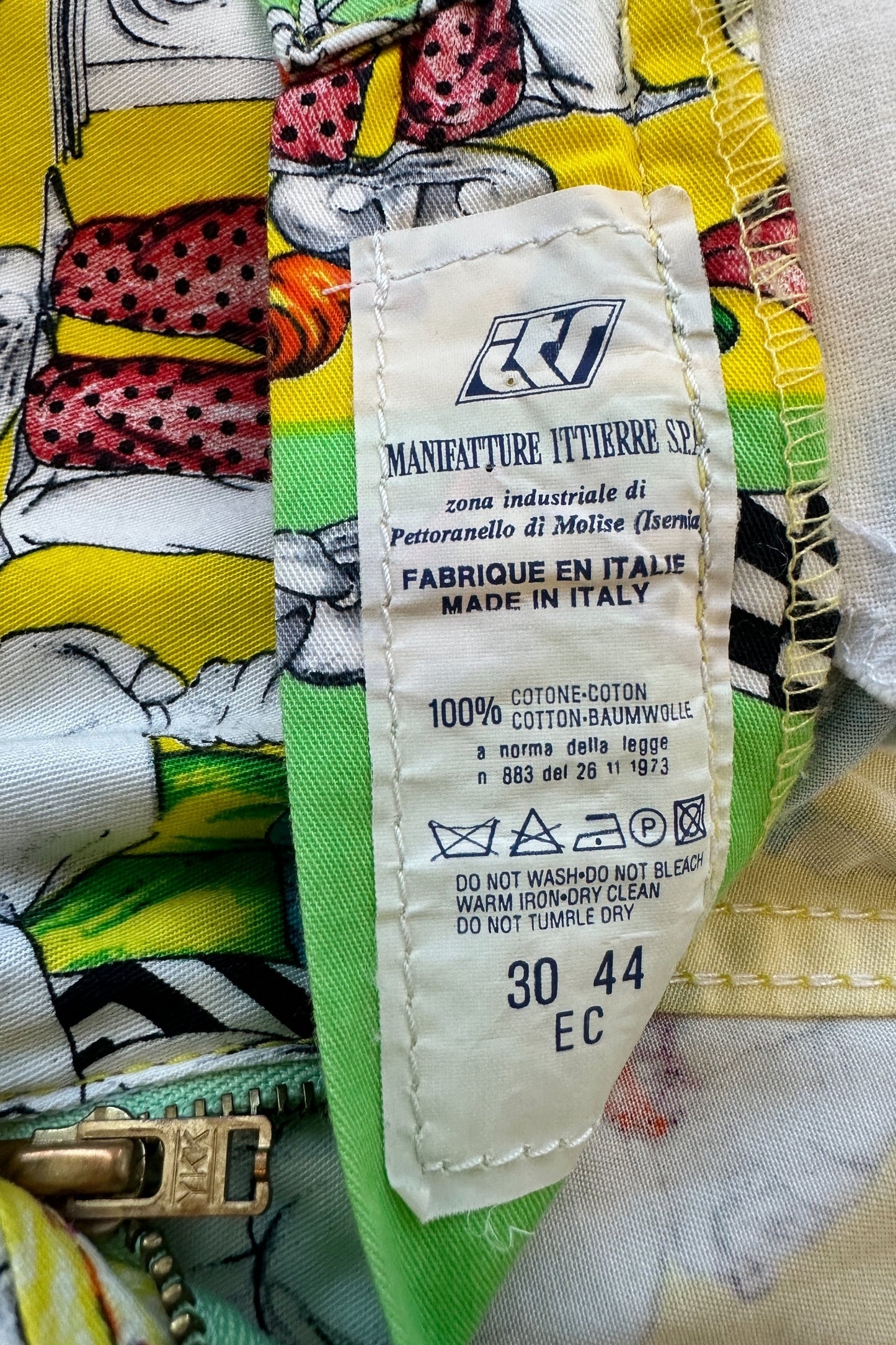 Versace Jeans Vintage Gnome Print Green Yellow Trousers 