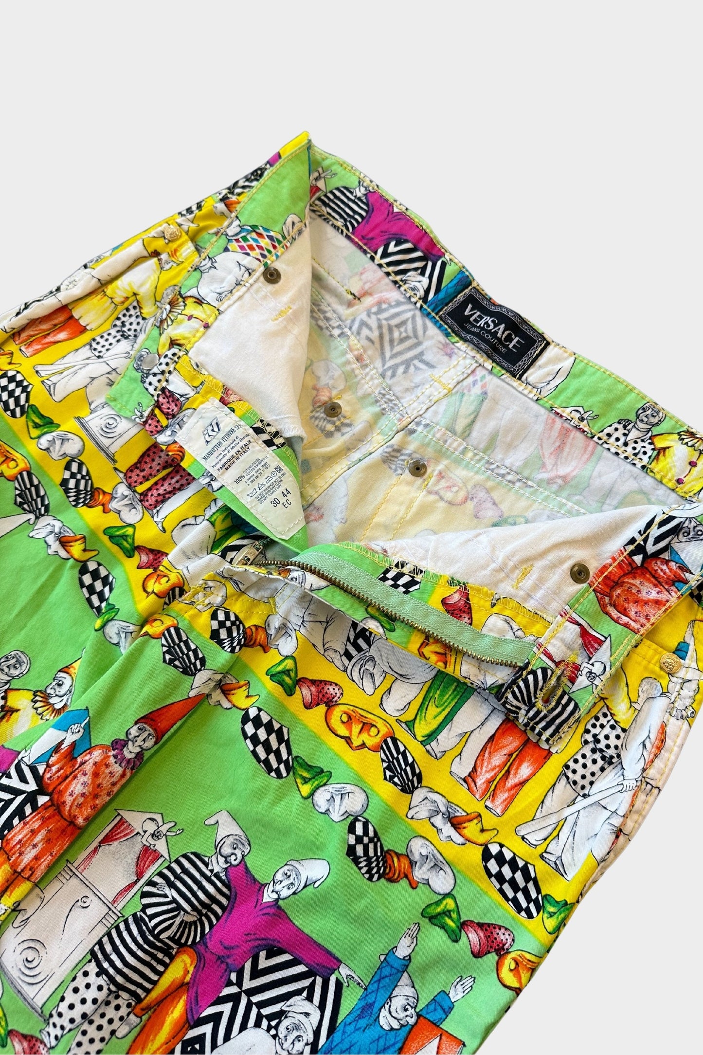 Versace Jeans Vintage Gnome Print Green Yellow Trousers 