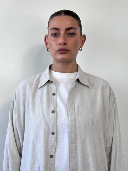 Yves Saint Laurent Pour Homme 1990s Cotton Logo Shirt - M/L