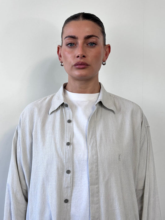 Yves Saint Laurent Pour Homme 1990s Cotton Logo Shirt - M/L