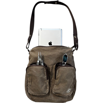 DKNY 00’s Canvas Multipocket Messenger Bag | O/S, Brown