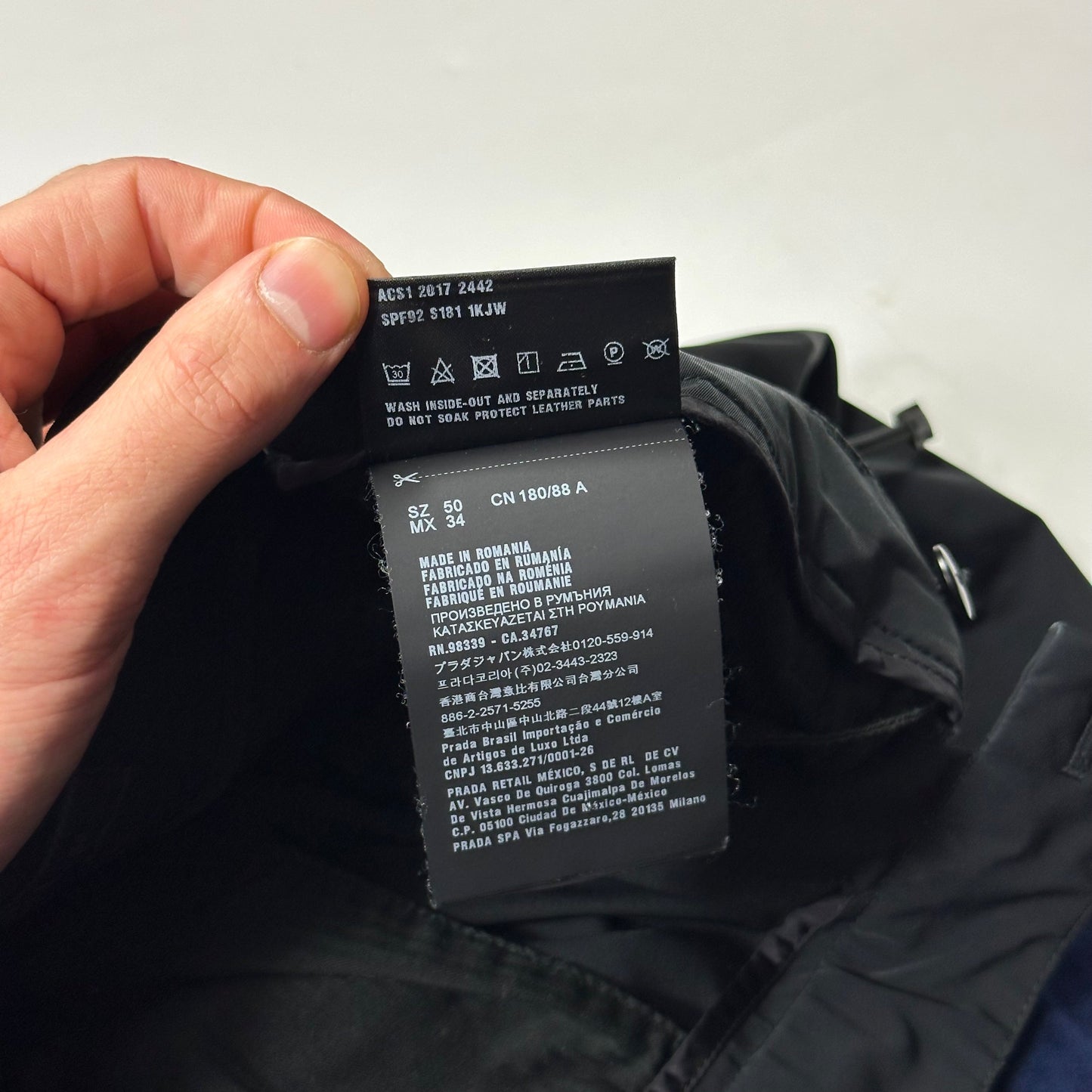 Prada 2017 Rubberised Race Logo Strap Gabardine Nylon Trousers - IT50 (L)