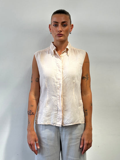 Max Mara Weekend Pure Linen Sleeveless Shirt - M/L