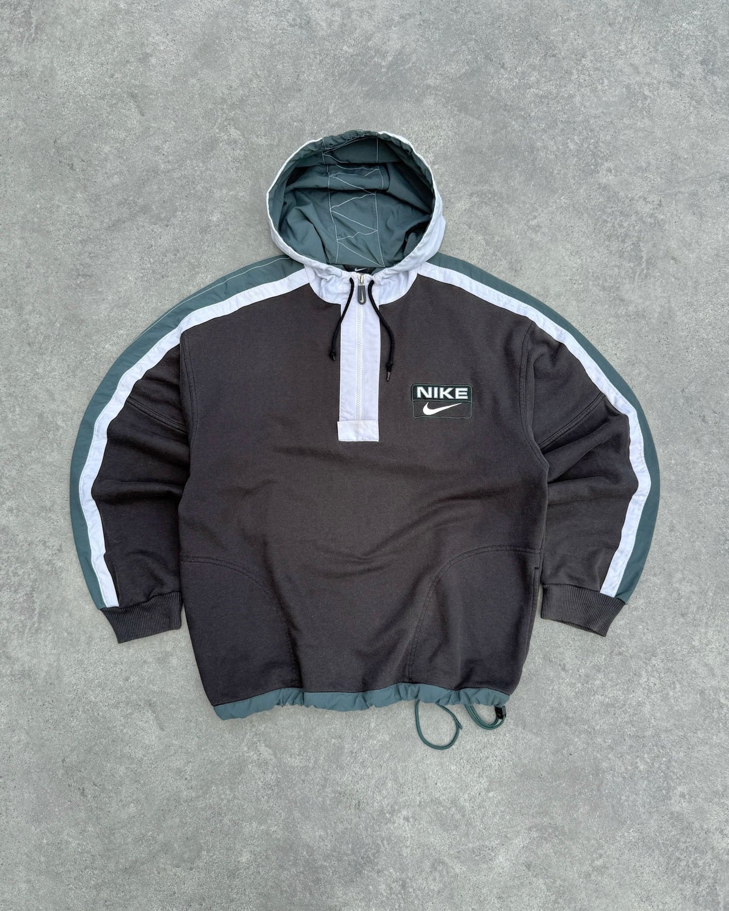 nike 1990s heavyweight embroidered spellout logo hoodie (l) | Default Title, Red
