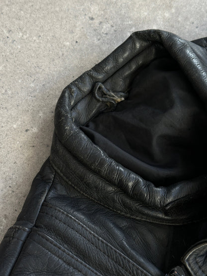 Vintage Structured Motorcycle Leather Jacket - L/XL