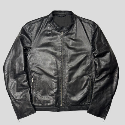 Fendi FF Textured Leather Exaggerated Stitch Moto Jacket - L | Default Title, Black