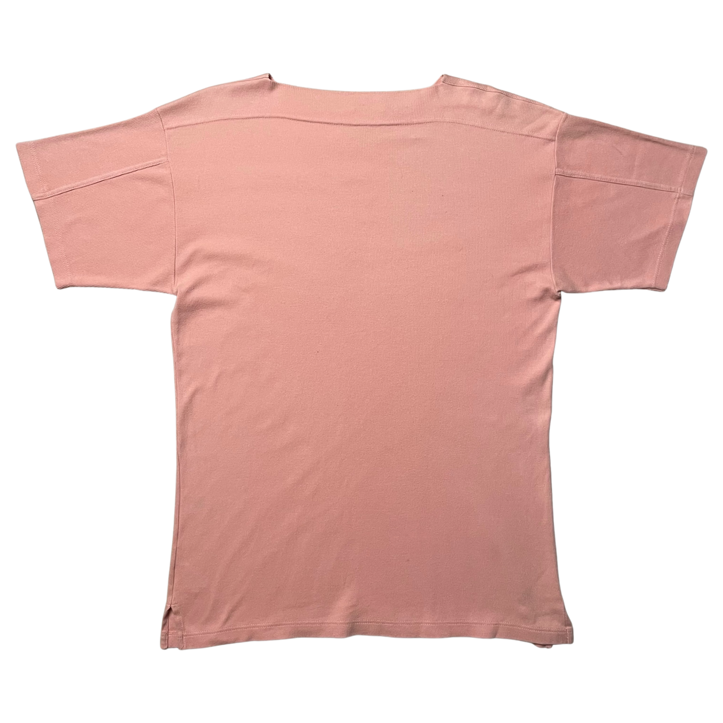 S/S 1990 Boneville Navy Arctic Peach Pink Ribbed Cotton T-shirt