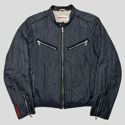 Prada Sport 00’s Metal Nylon + Leather Moto Biker Jacket - IT50 (M)
