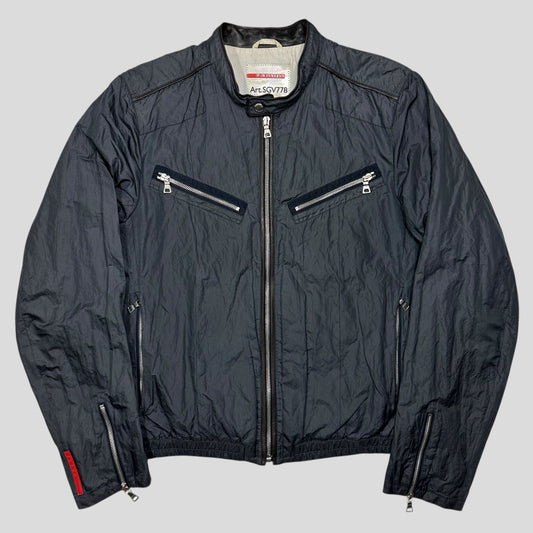Prada Sport 00’s Metal Nylon + Leather Moto Biker Jacket - IT50 (M)