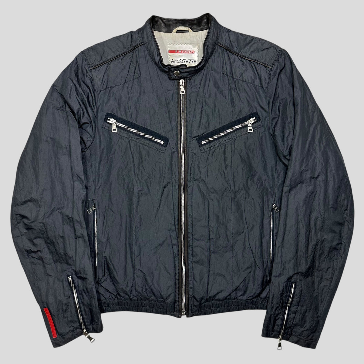Prada Sport 00’s Metal Nylon + Leather Moto Biker Jacket - IT50 (M) | Medium, Multicoloured