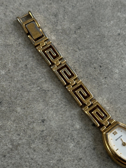 Sekonda 1990s Oval Gold Tone Geometric Quartz Watch