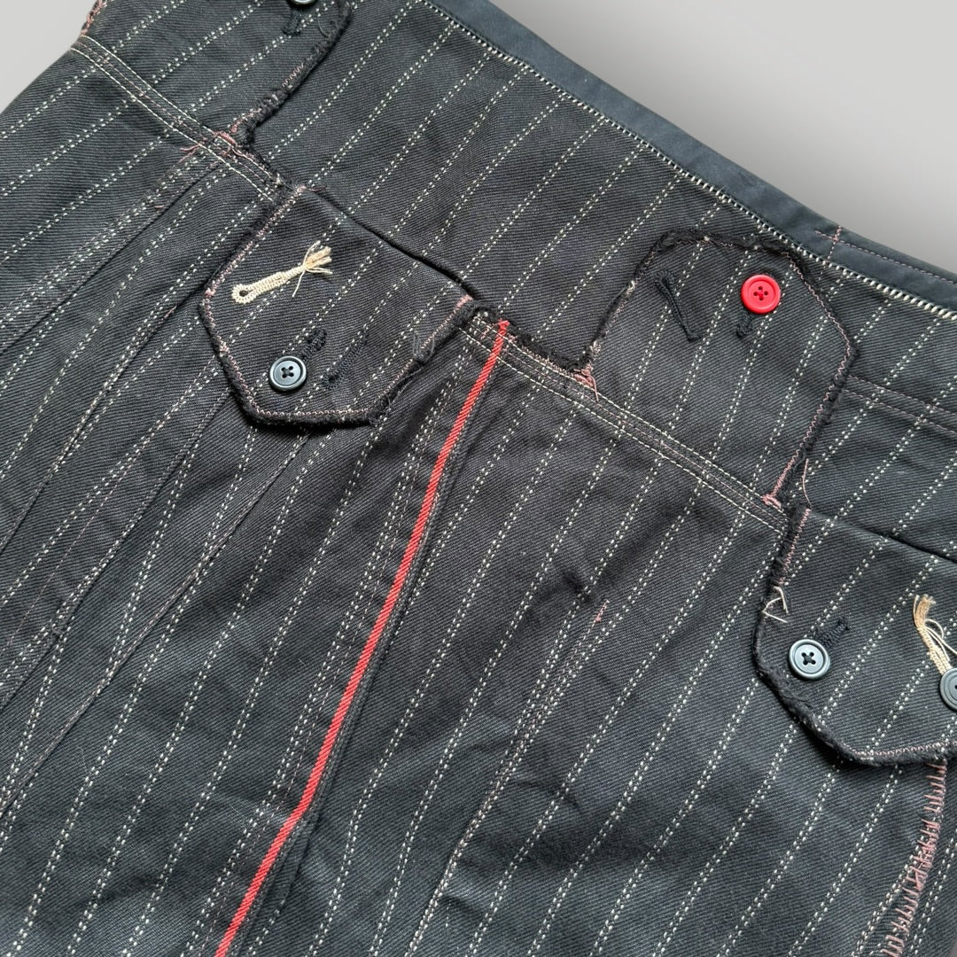 Marithé + François Girbaud Asymmetrical Midi Denim Skirt M / 30" | O/S, Black