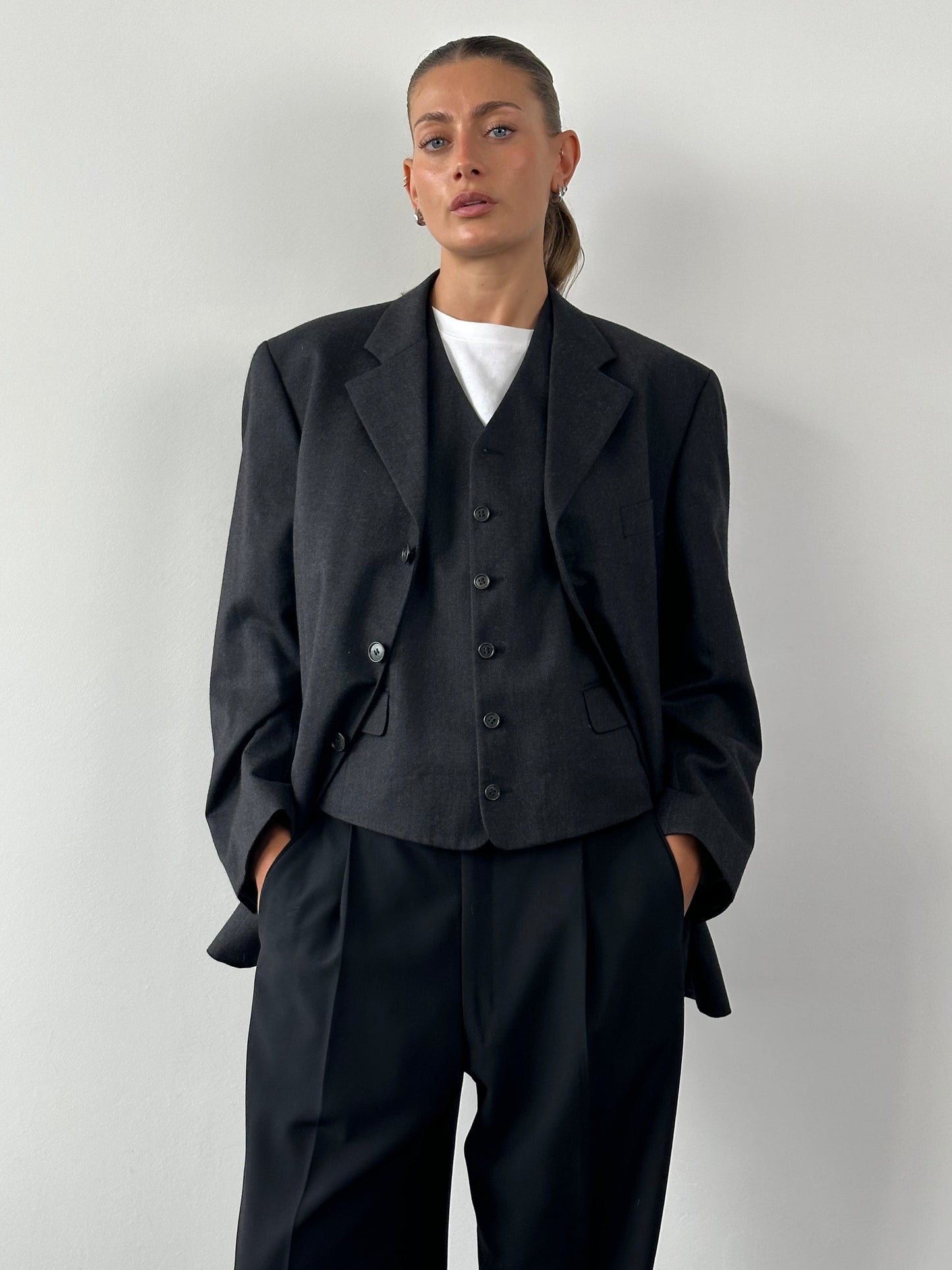 Yves Saint Laurent Pour Homme Pure Wool Blazer Two Piece Set - 40S/L