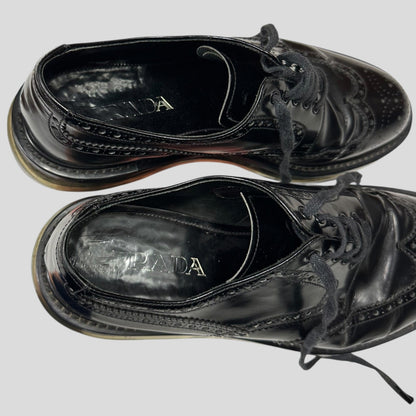 Prada Air Levitate Brogues Black Leather Derby Shoes - UK9
