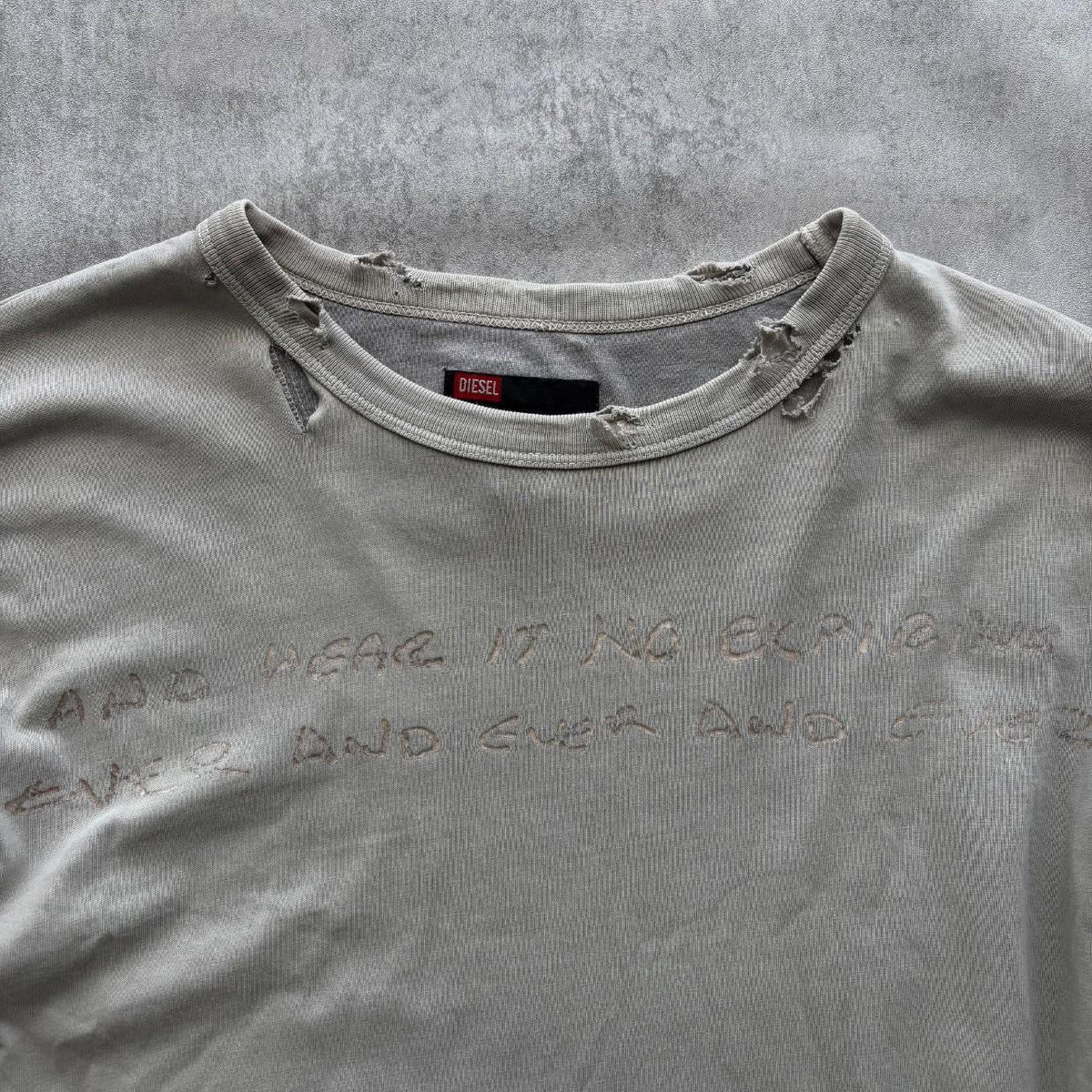 DIESEL DISTRESSED LONG SLEEVE | O/S, Light Grey