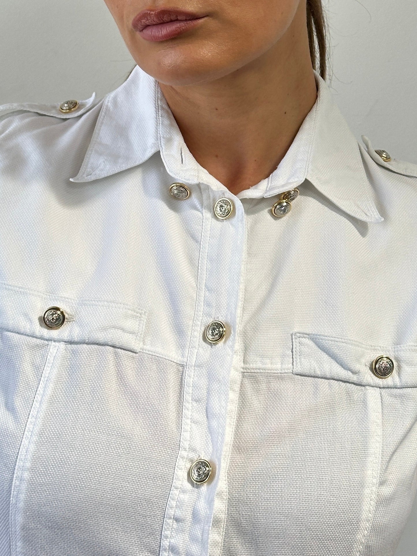 Gianni Versace Versus 1990s Bespoke Button Two Piece Skirt Set - M/W26